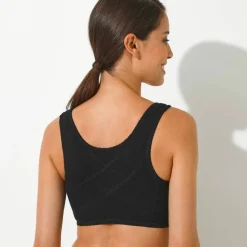 Soutien-gorge grand maintien coton stretch ouvert devant - sans armatures