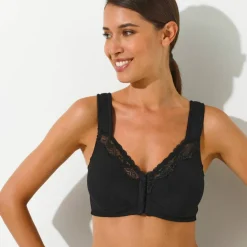 Soutien-gorge grand maintien coton stretch ouvert devant - sans armatures