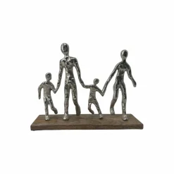 Statuette 4 personnages, aluminium martelé
