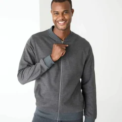 Sweat col bomber entièrement zippé uni
