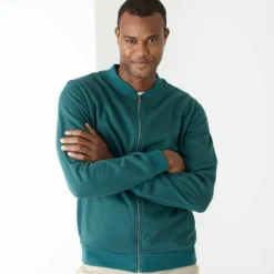 Sweat col bomber entièrement zippé uni