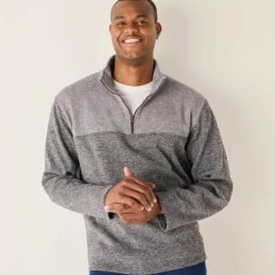 Sweat col camionneur zippé maille doublée molleton