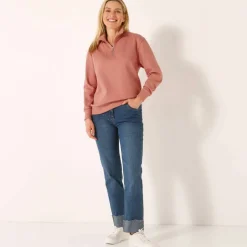 Sweat col montant zippé en molleton gratté