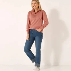 Sweat col montant zippé en molleton gratté