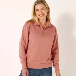 Sweat col montant zippé en molleton gratté
