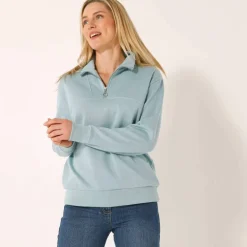 Sweat col montant zippé en molleton gratté