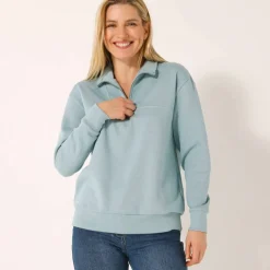 Sweat col montant zippé en molleton gratté