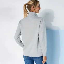 Sweat col montant zippé en molleton gratté