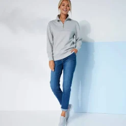 Sweat col montant zippé en molleton gratté