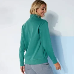 Sweat col montant zippé en molleton gratté