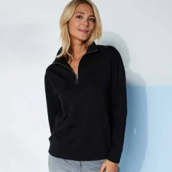Sweat col montant zippé en molleton gratté