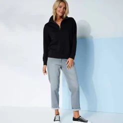 Sweat col montant zippé en molleton gratté