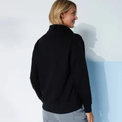 Sweat col montant zippé en molleton gratté