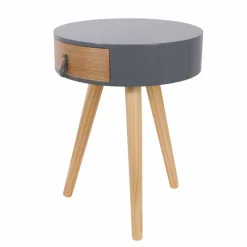 Table de chevet ronde bicolore TIHAME - 1 tiroir