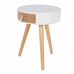Table de chevet ronde bicolore TIHAME - 1 tiroir