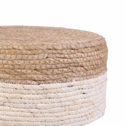 Tabouret avec assise bicolore tressée
