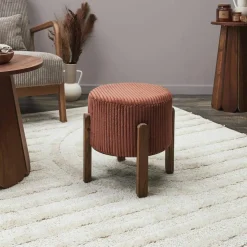 Tabouret cylindrique, pieds en bois