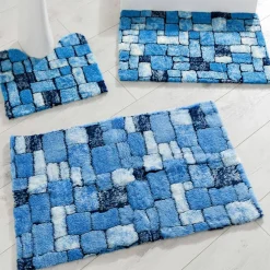 Tapis de bain mosaïque toucher peluche