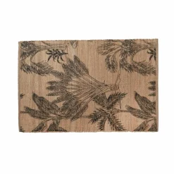Tapis rectangulaire en jute, motif végétal