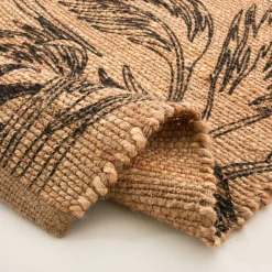 Tapis rectangulaire en jute, motif végétal