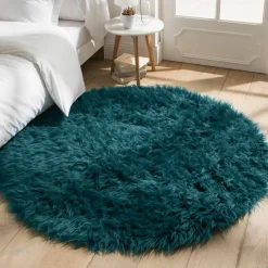 Tapis rond poils longs