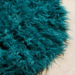Tapis rond poils longs
