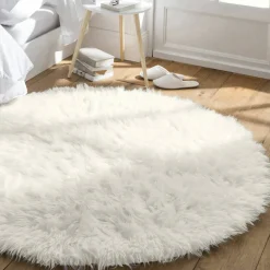 Tapis rond poils longs