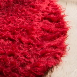 Tapis rond poils longs