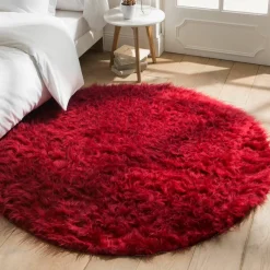 Tapis rond poils longs