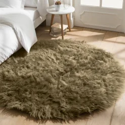 Tapis rond poils longs