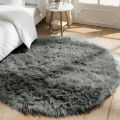 Tapis rond poils longs