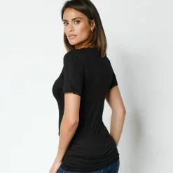 Tee-shirt manches courtes chaleur seconde peau et détails dentelle