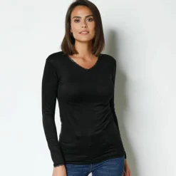 Tee-shirt manches longues chaleur seconde peau et détails dentelle