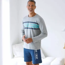 Tee-shirt pyjama manches longues rayures