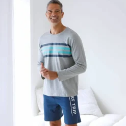 Tee-shirt pyjama manches longues rayures