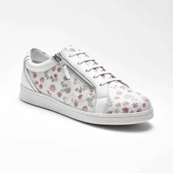 Tennis zippées en cuir perforé