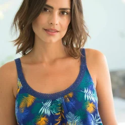 Top de pyjama en coton et macramé - imprimé tropical
