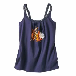 Top de pyjama en coton et macramé - uni tropical