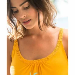 Top de pyjama en coton et macramé - uni tropical