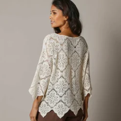 Top macramé à écailles, manches pagodes
