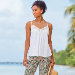 Top macramé col V, bretelles réglables