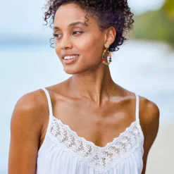 Top macramé col V, bretelles réglables