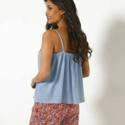 Top macramé col V, bretelles réglables