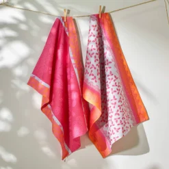 Torchon jacquard jardin d'été coton tissé-teint - lot de 2