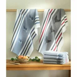 Torchons motif poule et vache - lot de 4