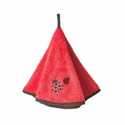 Torchons ronds éponge brodée coccinelle - lot de 2
