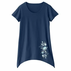 T-shirt asymétrique manches courtes – marine