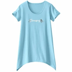T-shirt asymétrique manches courtes – turquoise