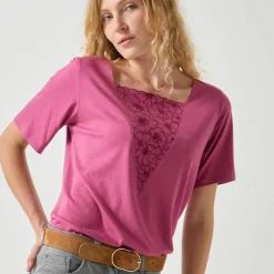 T-shirt boite brodé, manches courtes amples
