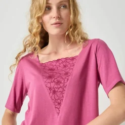 T-shirt boite brodé, manches courtes amples